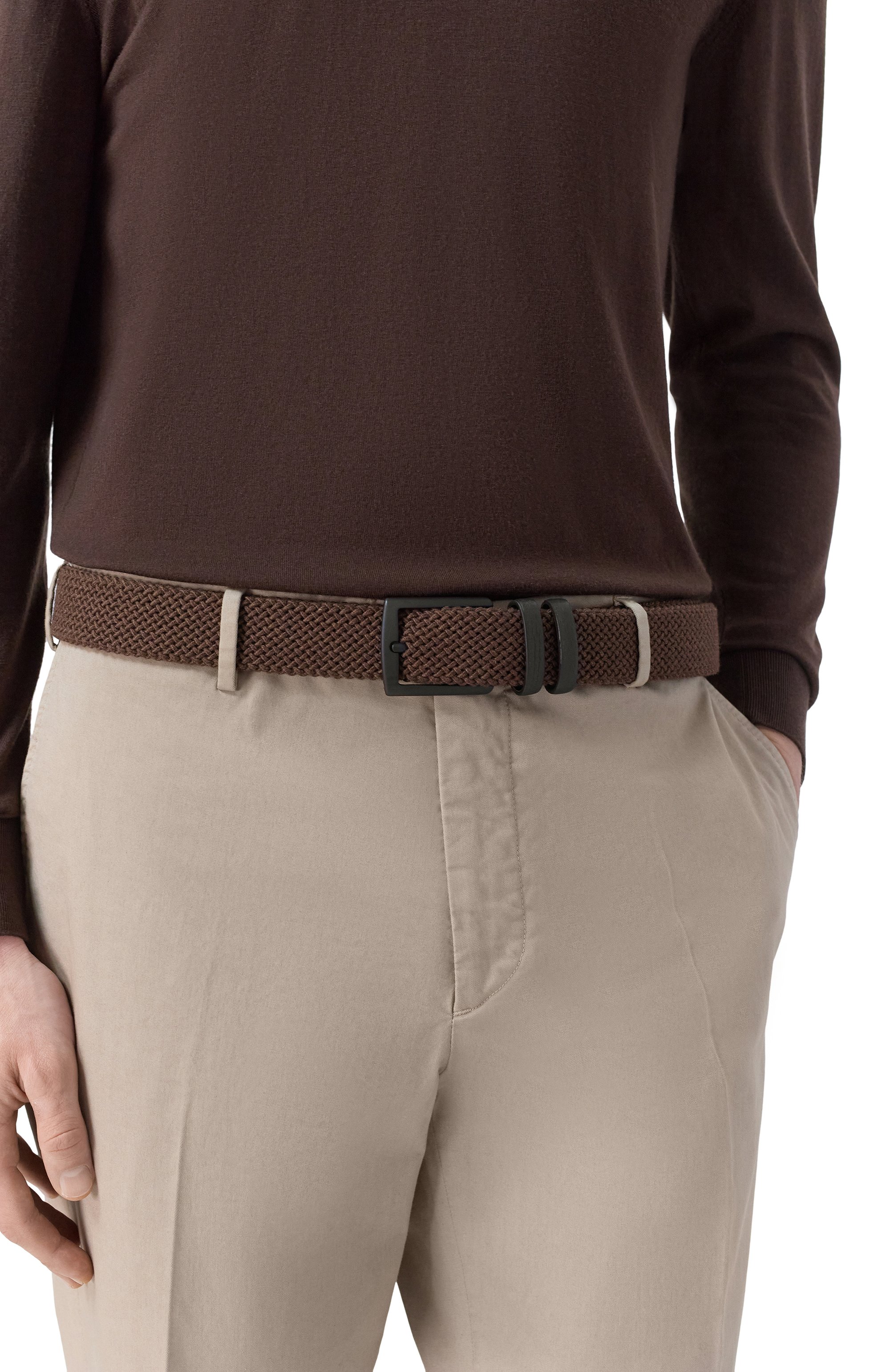 Текстильный ремень MVST коричневого цвета по цене 32650 руб., арт. 67U.0001/W00L, фото 2 Текстильный ремень MVST, арт. 67U.0001/W00L, фото 2