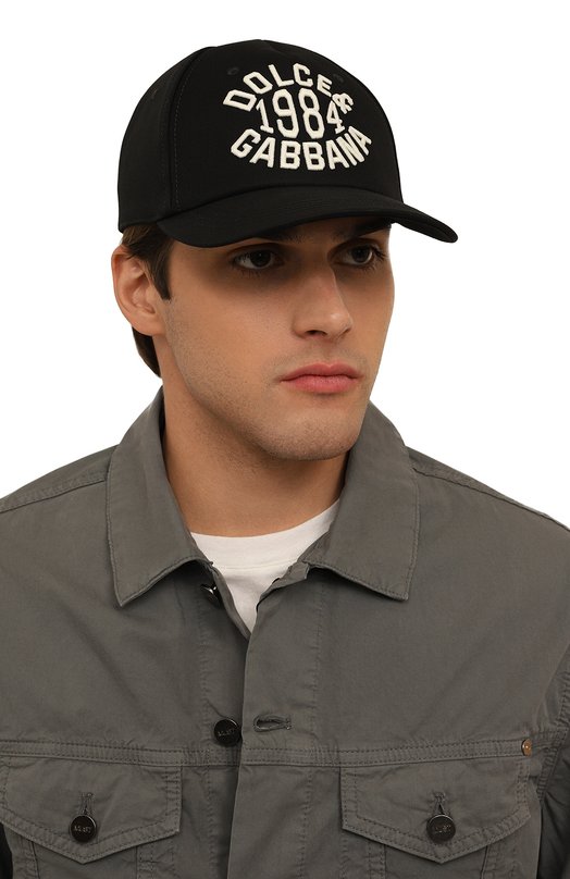 Хлопковая бейсболка Dolce & Gabbana GH873Z/GI334 Чёрный  GH873Z/GI334 Фото 2