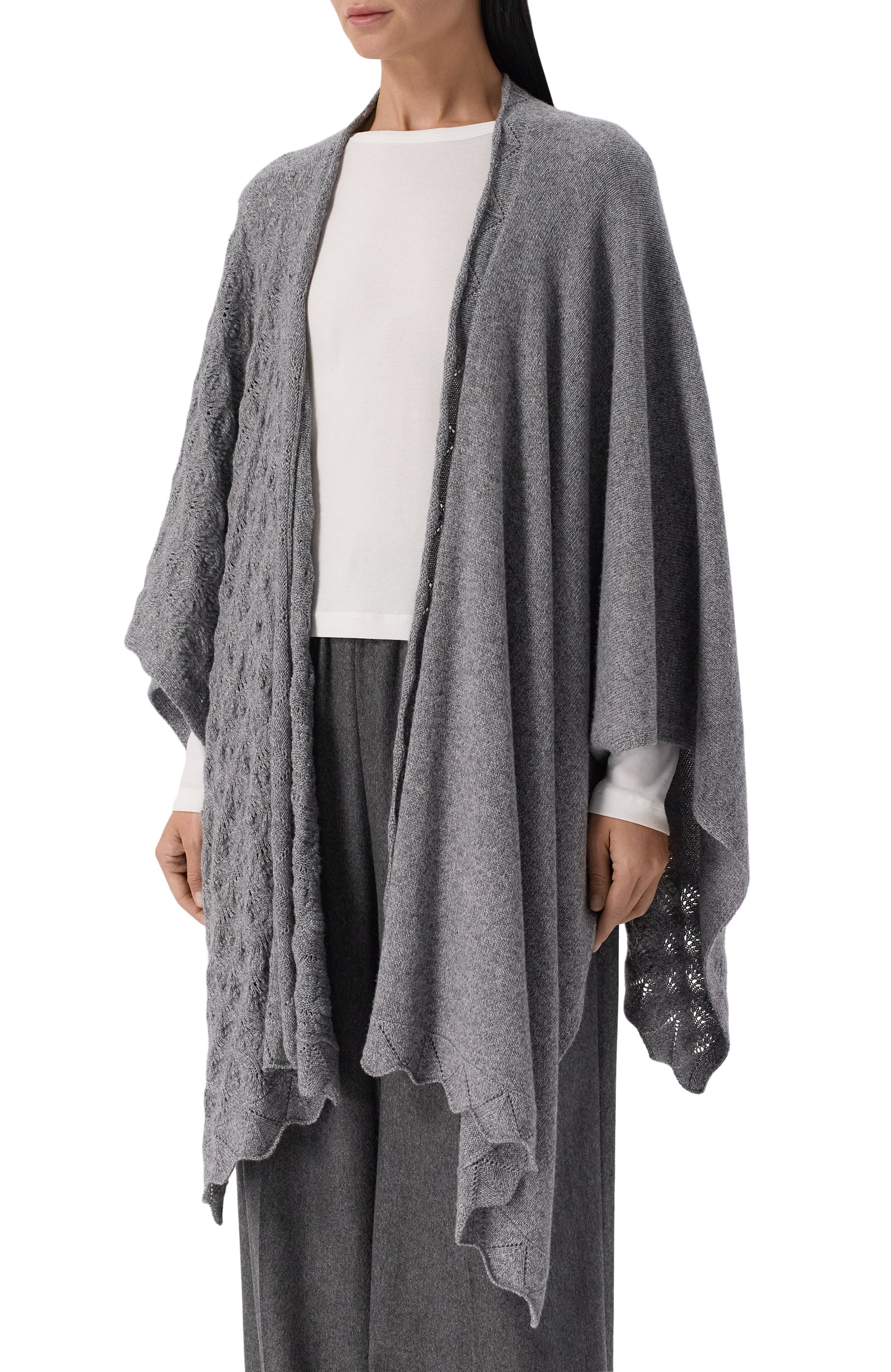 Накидка из шерсти и вискозы ERMANNO SCERVINO, арт. D494R500T0N, фото 3