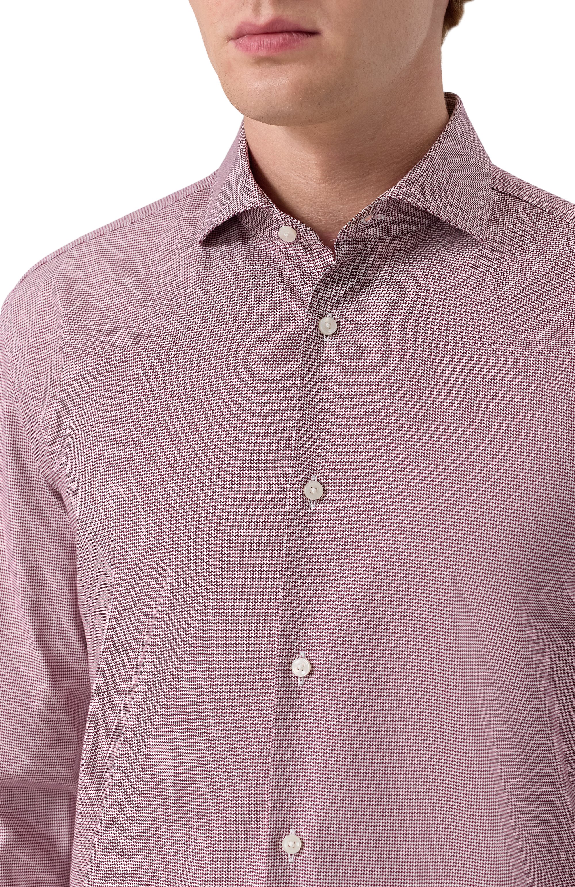 Хлопковая сорочка BOSS бордового цвета по цене 14950 руб., арт. 50539134, фото 5 Хлопковая сорочка BOSS, арт. 50539134, фото 5