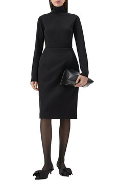 Женская шерстяная юбка BALENCIAGA че�рного цвета, арт. 814083/TPT24 | Фото 2 (Длина Ж (юбки, платья, шорты): До колена; Материал внешний: Шерсть; Стили: Кэжуэл; Женское Кросс-КТ: Юбка-карандаш; Материал подклада: Купро)