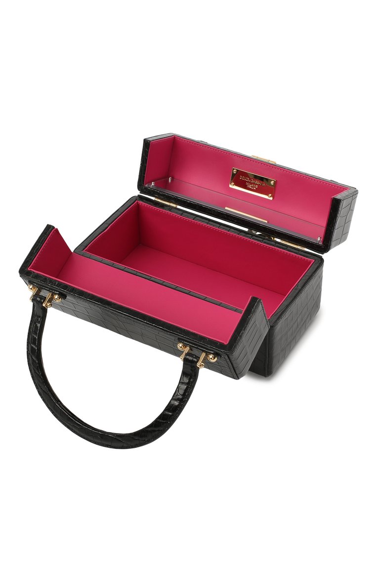 Женская сумка dolce box из кожи крокодила DOLCE & GABBANA черного цвета, арт. BB6238/B2CL6 | Фото 4 (Размер: small; Сумки-технические: Сумки top-handle; Материал: Экзотическая кожа)