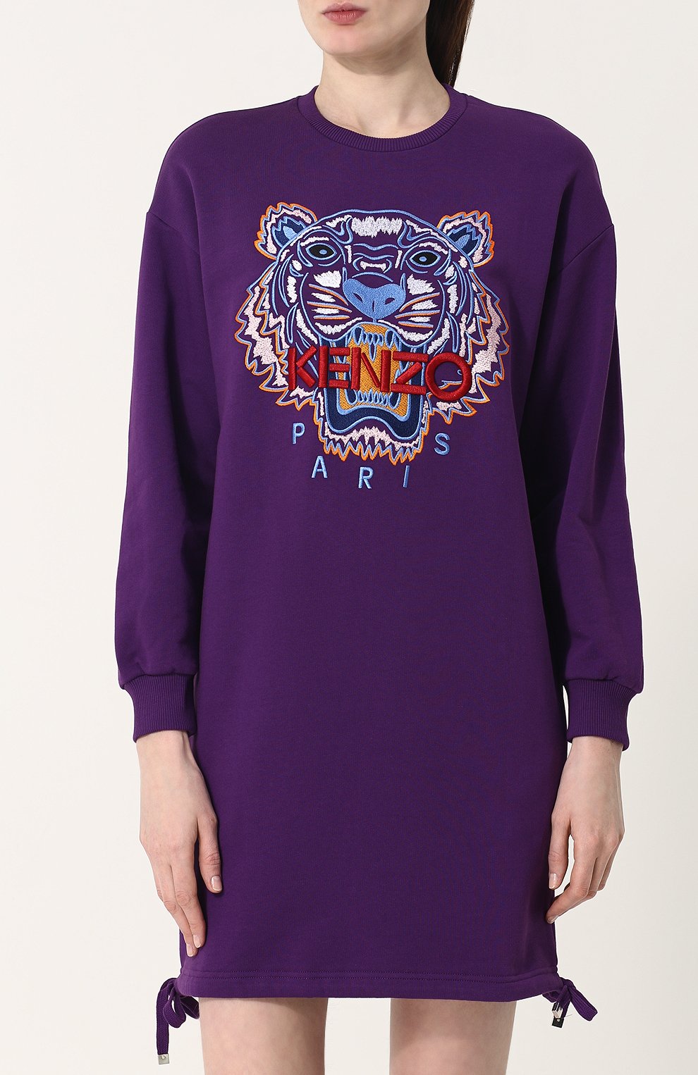 Хлопковое платье-толстовка с контрастной выш ивкой KENZO, арт. 2R08444XB, фото 3