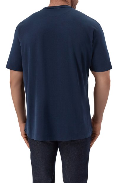 Футболка из шелка и хлопка CORTIGIANI темно-синего цвета по цене 75300 руб., арт. 3A6660, фото 4 Футболка из шелка и хлопка CORTIGIANI, арт. 3A6660, фото 4