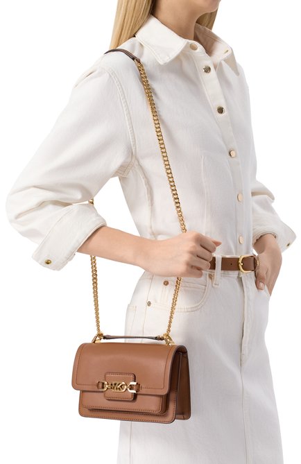 Женская сумка heather MICHAEL MICHAEL KORS коричневого цвета, арт. 32S2G7HC0L | Фото 2 (Ремень/цепочка: На ремешке; Размер: mini; Драгоценные камни: Проставлено; Материал сплава: Простав�лено; Материал: Натуральная кожа)