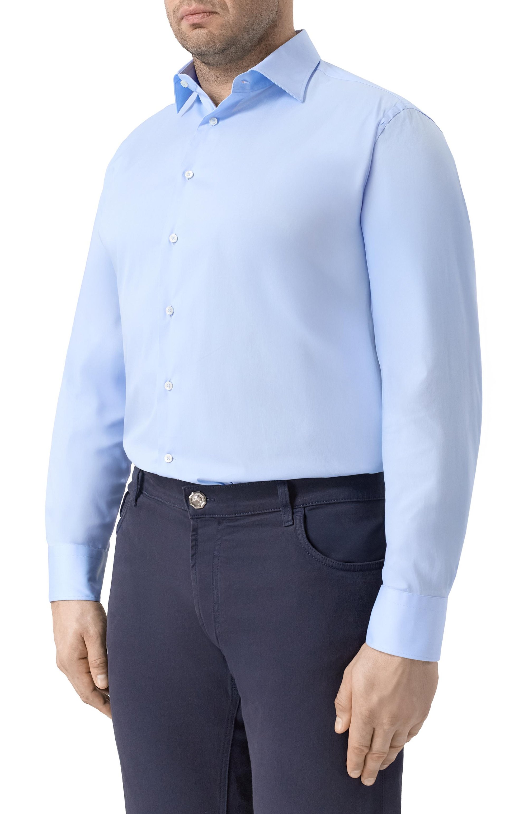 Хлопковая сорочка CANALI голубого цвета по цене 33900 руб., арт. CCL7098/GA03292_001, фото 3 Хлопковая сорочка CANALI, арт. CCL7098/GA03292_001, фото 3