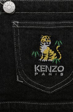 Детское джинсовый сарафан KENZO черного цвета, арт. K12326/6Y-12Y | Фото 3 (Рукава: Короткие; Девочки Кросс-КТ: Сарафан-одежда; Материал сплава: Проставлено; Материал внешний: Хлопок; Драгоценные камни: Проставлено; Ростовка одежда: 9 лет | 134 см, 5 лет | 110 см, 7 лет | 122 см, 12 лет | 152 см)