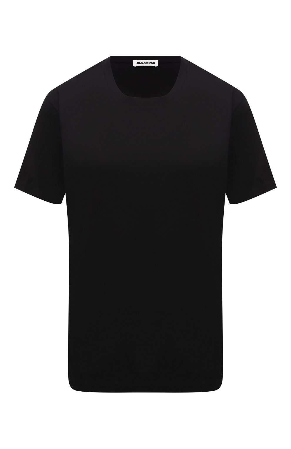 Хлопковая футболка JIL SANDER черного цвета по цене 28550 руб., арт. JSCU705002-WU247608, фото 1 Хлопковая футболка JIL SANDER, арт. JSCU705002-WU247608, фото 1