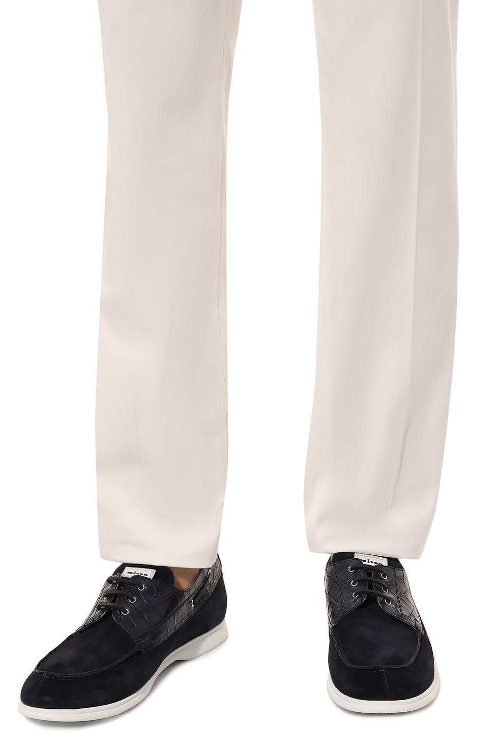 Топсайдеры с отделкой из кожи аллигатора KITON, арт. USSA085N00978_SET, фото 3