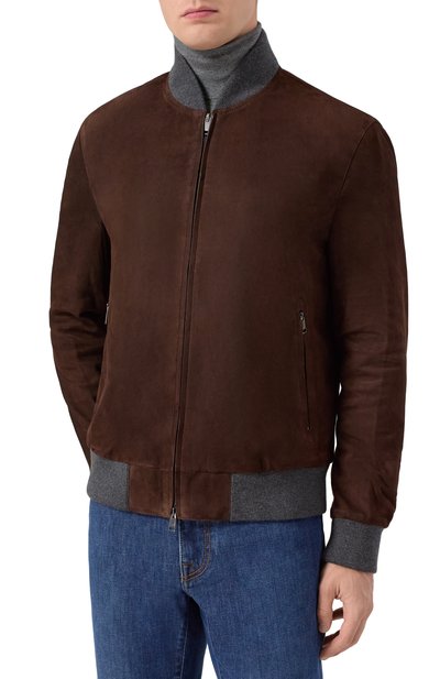 Замшевый бомбер BRIONI темно-коричневого цвета по цене 577500 руб., арт. PLAD0L/PB713, фото 3 Замшевый бомбер BRIONI, арт. PLAD0L/PB713, фото 3