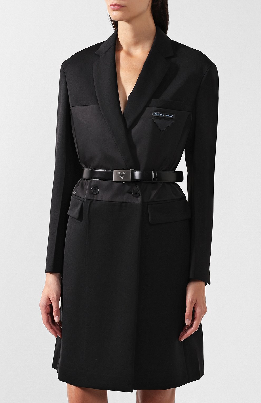 Двубортное пальто с поясом и капюшоном PRADA, арт. P682HK-1RVZ-F0806, фото 7