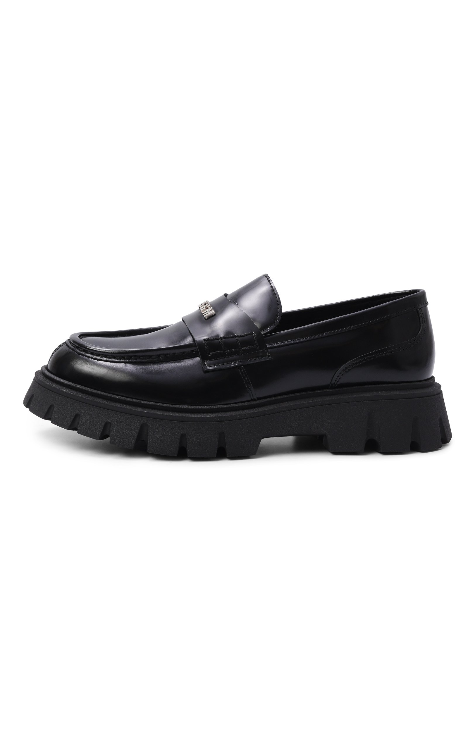 Кожаные лоферы MSGM KIDS черного цвета по цене 29950 руб., арт. 84002/VAR1_001, фото 2 Кожаные лоферы MSGM KIDS, арт. 84002/VAR1_001, фото 2
