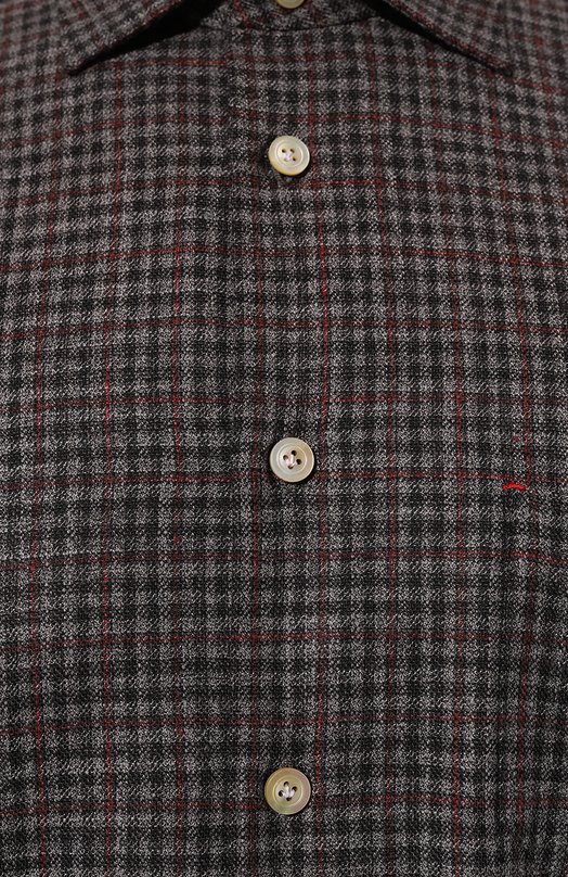Рубашка из шерсти и шелка Kiton UMCNERK0143C01 Серый  UMCNERK0143C01 Фото 5