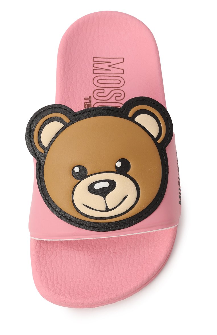 Детский шлепанцы MOSCHINO розового цвета, арт. 80632/VAR1/24-27 | Фото 4 (Нос: Не проставлено; Материал внешний: Пластик, Резина; Материал внутренний: Текстиль)
