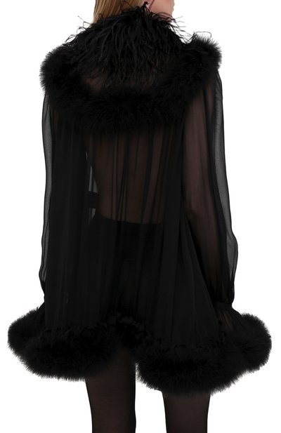 Шелковое платье с отделкой перьями SAINT LAURENT, арт. 655337/Y115W, фото 4