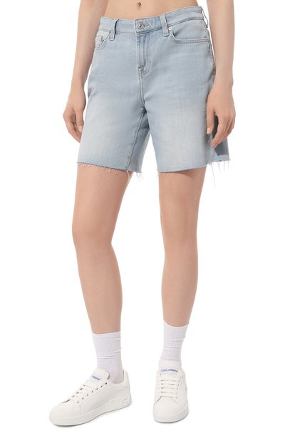 Джинсовые шорты 7 FOR ALL MANKIND голубого цвета по цене 15950 руб., арт. JSWUA500S0, фото 3 Джинсовые шорты 7 FOR ALL MANKIND, арт. JSWUA500S0, фото 3