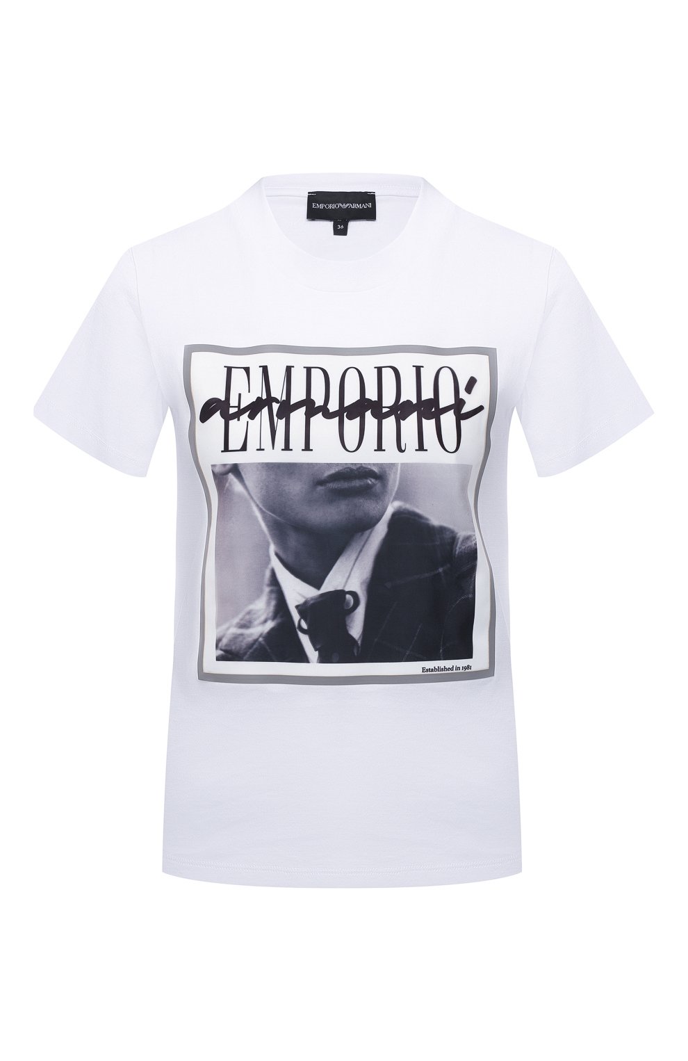 Хлопковая футболка EMPORIO ARMANI белого цвета по цене 19150 руб., арт. 3K2T7I/2J30Z, фото 1 Хлопковая футболка EMPORIO ARMANI, арт. 3K2T7I/2J30Z, фото 1