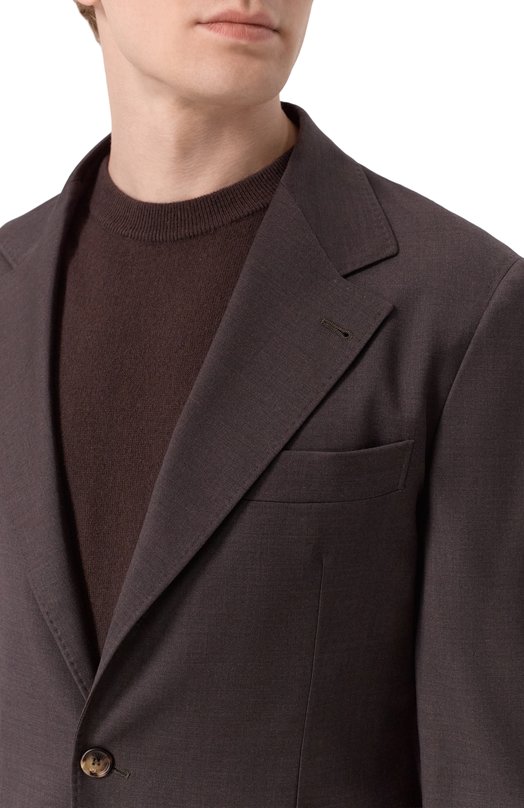 Шерстяной пиджак Brunello Cucinelli MB423LDWH_1 Коричневый  MB423LDWH_1 Фото 6