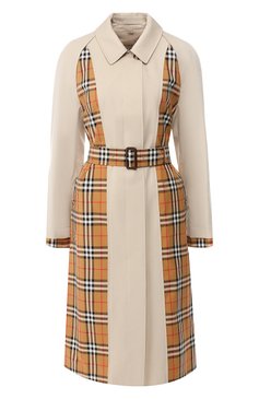 Женский хлопковый тренч car coat BURBERRY бежевого цвета, арт. 8006174 | Фото 1 (Рукава от горловины: Длинные; Рукава: Длинные; Длина (верхняя одежда): До колена; Материал сплава: Проставлено, Проверено; Материал внешний: Хлопок; Статус проверки: Проверено, Проверена категория; Драгоценные камни: Проставлено; Стили: Кэжуэл)