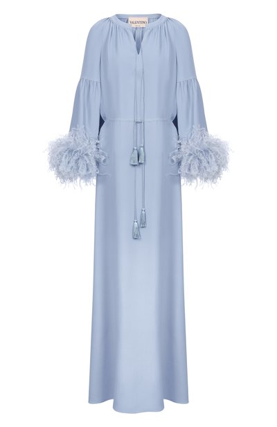 Женское шелковое платье с отделкой перьями VALENTINO, арт. 8B3VDMZ0/1MM