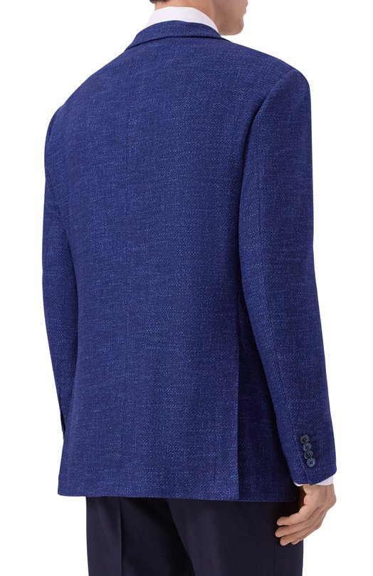 Пиджак из шерсти и шелка Kiton UG81K0170E03 Синий  UG81K0170E03 Фото 5