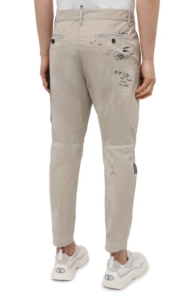 Хлопковые брюки DSQUARED2 бежевого цвета по цене 79250 руб., арт. S74KB0577/S41794, фото 4 Хлопковые брюки DSQUARED2, арт. S74KB0577/S41794, фото 4