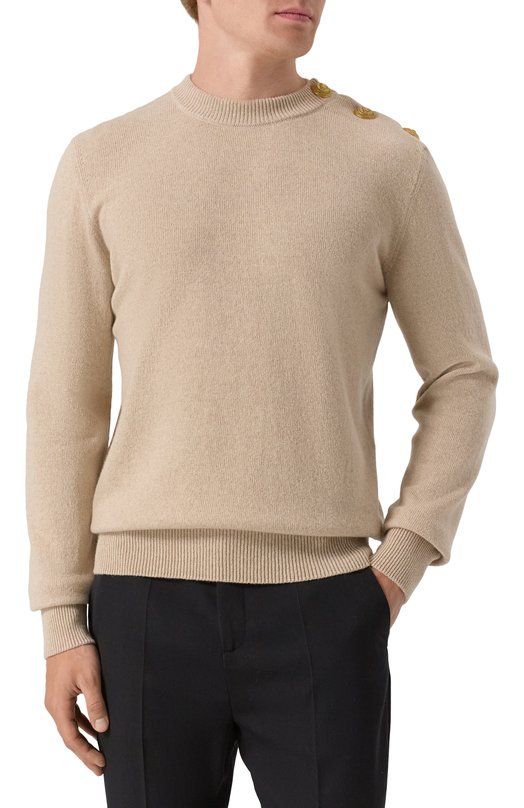 Джемпер из кашемира и шерсти Balmain FH1KD010/KI87 Бежевый  FH1KD010/KI87 Фото 3