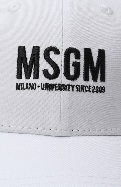 Хлопковая бейсболка MSGM KIDS белого цвета по цене 6610 руб., арт. S6MSJUBC019, фото 3 Хлопковая бейсболка MSGM KIDS, арт. S6MSJUBC019, фото 3