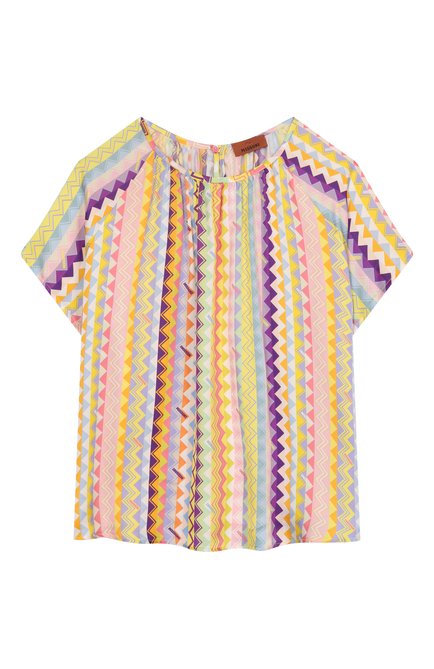 Детский топ из вискозы MISSONI разноцветного цвета, арт. MW5A11/S0199/12-16 | Фото 1 (Драгоценные камни: Проставлено; Материал сплава: Проставлено; Рукава: Короткие; Материал внешний: Вискоза)
