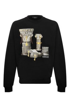 Мужской хлопковый свитшот VERSACE черного цвета, арт. 1010711/1A07775 | Фото 1 (Материал внешний: Хлопок; Рукава: Длинные; Длина (для топов): Стандартные; Стили: Спорт-шик; Мужское Кросс-КТ: свитшот-одежда; Принт: С принтом)