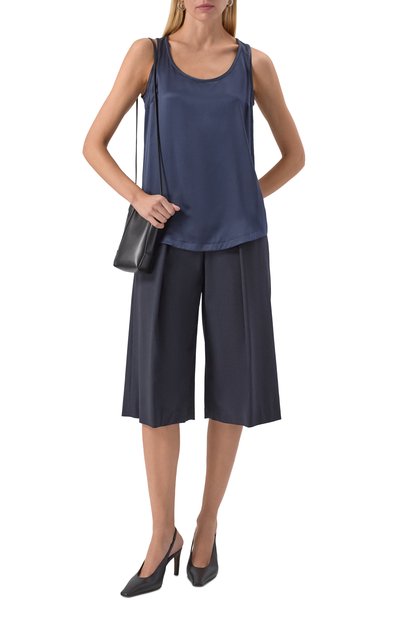 Атласный топ BRUNELLO CUCINELLI синего цвета по цене 128000 руб., арт. MPC59DE330, фото 2 Атласный топ BRUNELLO CUCINELLI, арт. MPC59DE330, фото 2