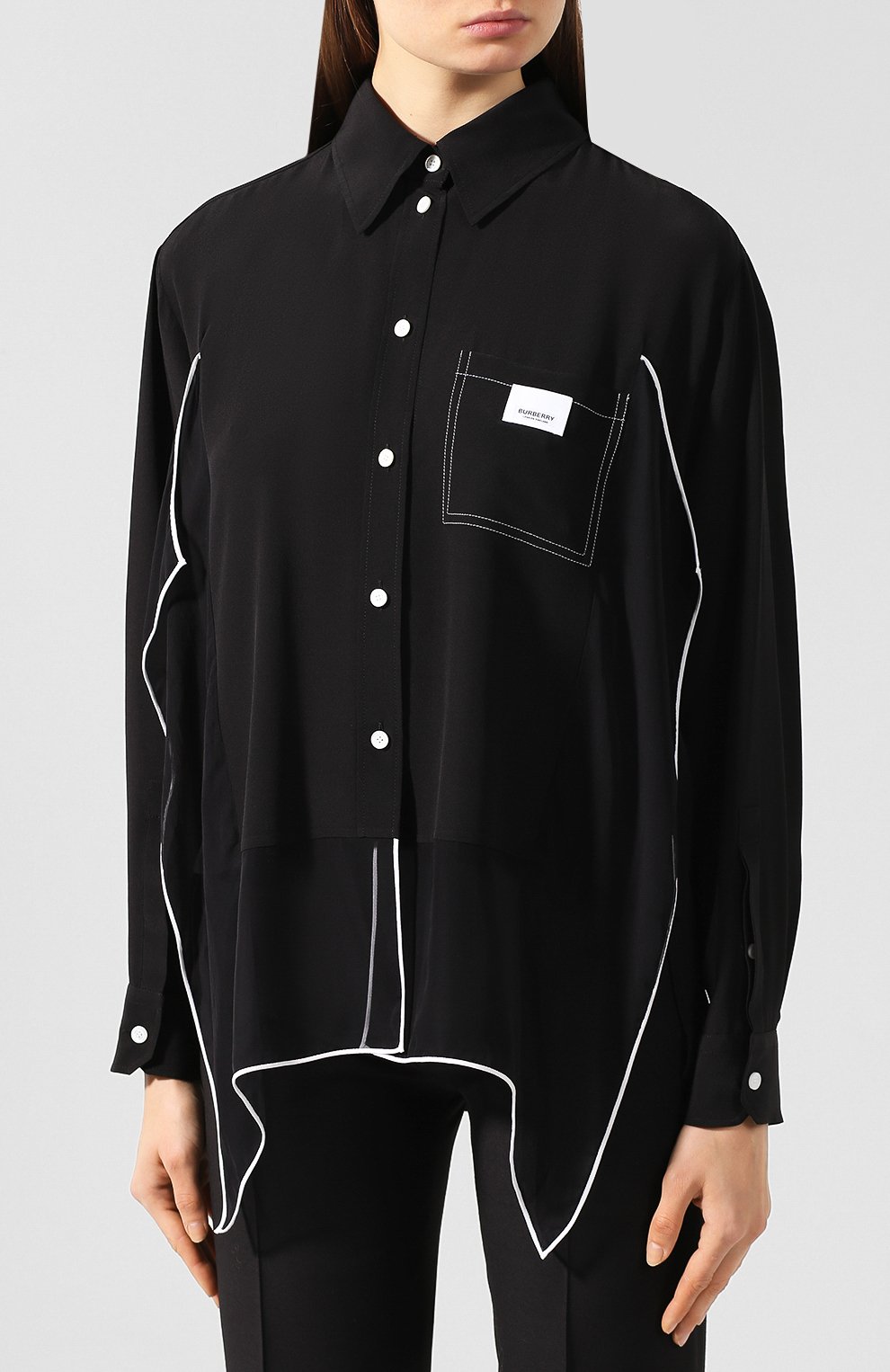Шелковая рубашка BURBERRY черного цвета по цене 147000 руб., арт. 4560763, фото 6 Шелковая рубашка BURBERRY, арт. 4560763, фото 6