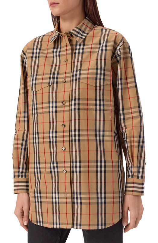 Хлопковая рубашка Burberry 8111851 Бежевый  8111851 Фото 3