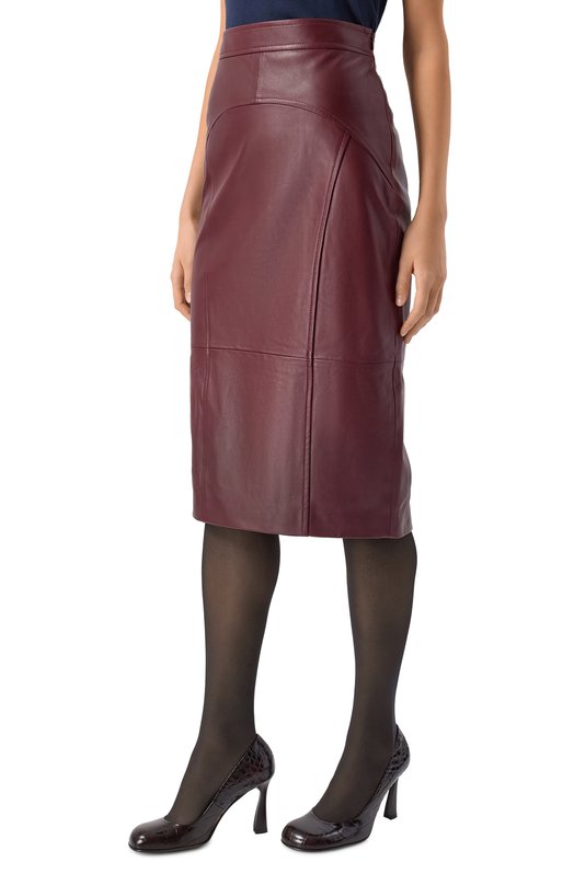 Кожаная юбка Max Mara Studio TAIGA Бордовый  TAIGA Фото 3