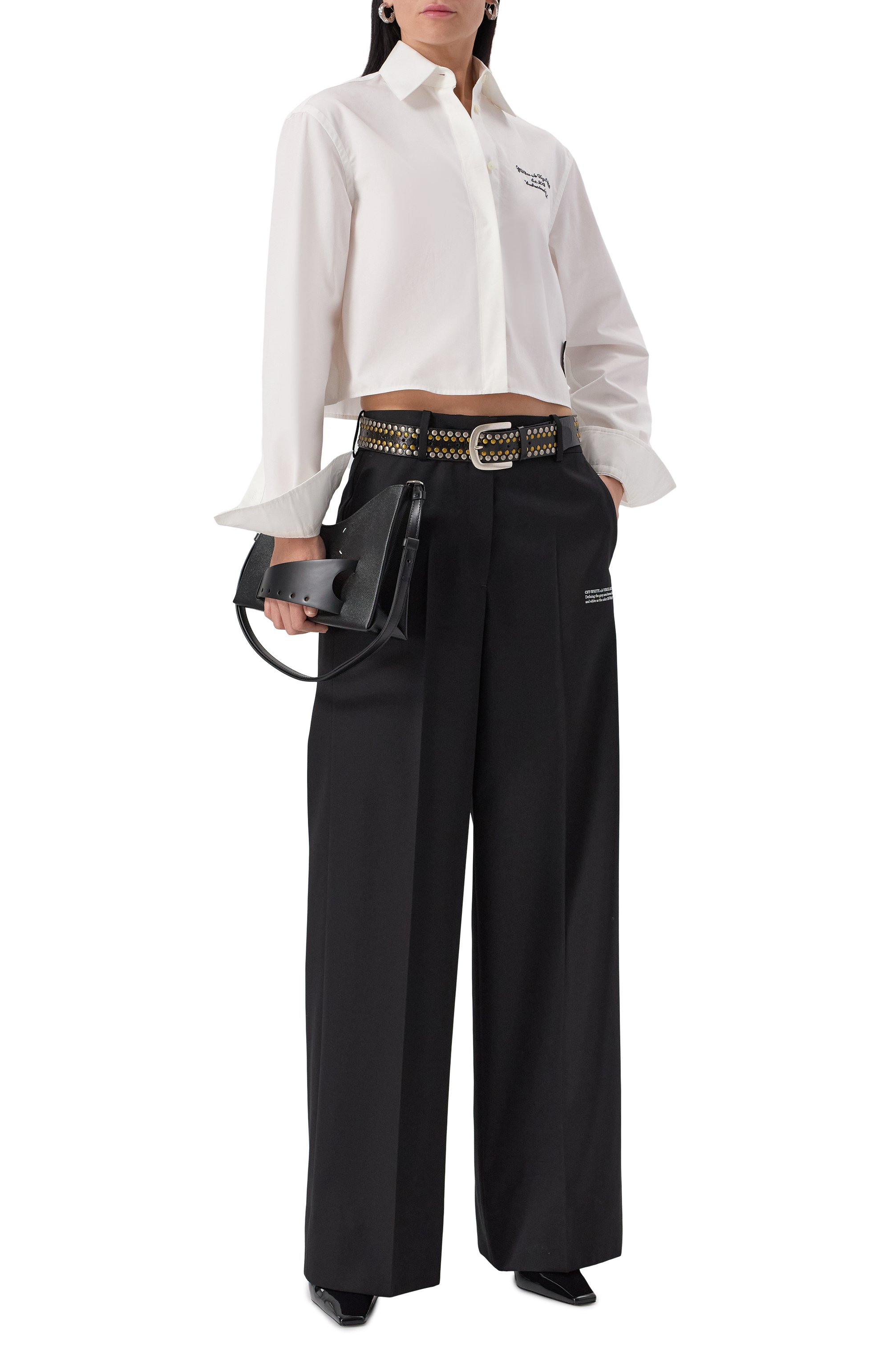 Шерстяные брюки OFF-WHITE черного цвета по цене 103500 руб., арт. 0WCA174C99FAB0021001, фото 2 Шерстяные брюки OFF-WHITE, арт. 0WCA174C99FAB0021001, фото 2