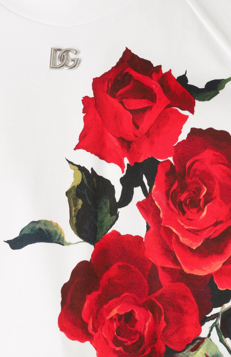 Женский хлопковый свитшот DOLCE & GABBANA белого цвета, арт. F9N61T/GDCZZ | Фото 6 (Рукава: Длинные; Материал внешний: Хлопок; Длина (для топов): Укороченные; Женское Кросс-КТ: Свитшот-одежда; Стили: Кэжуэл; Автоматизация состава: Проставлено; Автоматизация ТО: Проставлено; Размерность: Идёт в размер)