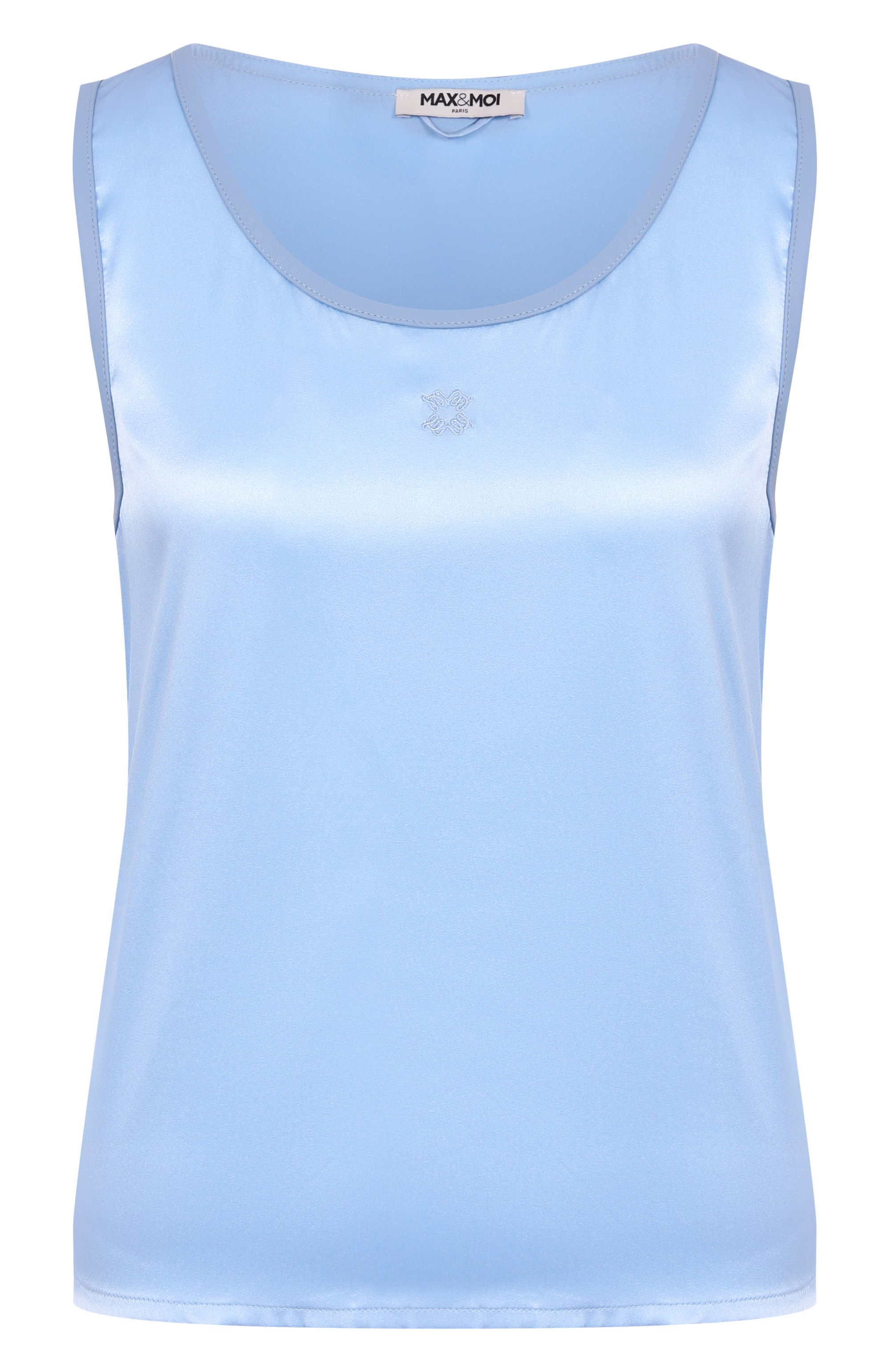 Атласный топ MAX AND MOI голубого цвета по цене 27200 руб., арт. E25TAILA, фото 1 Атласный топ MAX AND MOI, арт. E25TAILA, фото 1