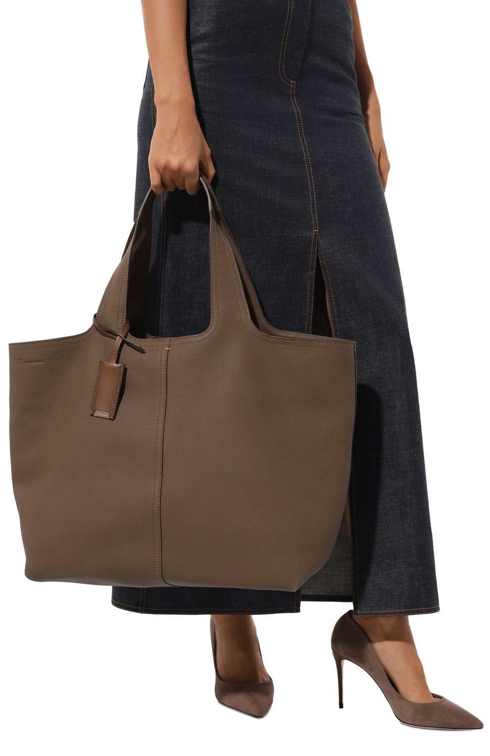 Сумка-тоут donna SANTONI коричневого цвета по цене 190500 руб., арт. DIBGA2555BA-ATGC, фото 2 Сумка-тоут donna SANTONI, арт. DIBGA2555BA-ATGC, фото 2