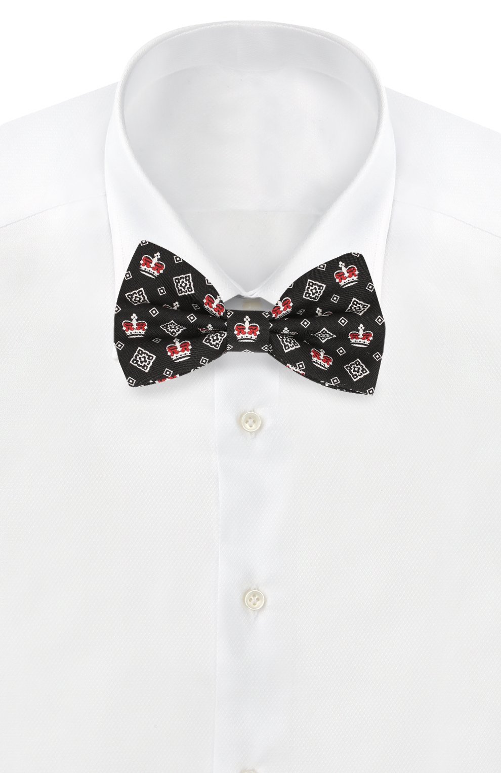 Шелковый галстук-бабочка DOLCE & GABBANA черно-белого цвета по цене 21850 руб., арт. GR053E/G0TDI, фото 2 Шелковый галстук-бабочка DOLCE & GABBANA, арт. GR053E/G0TDI, фото 2