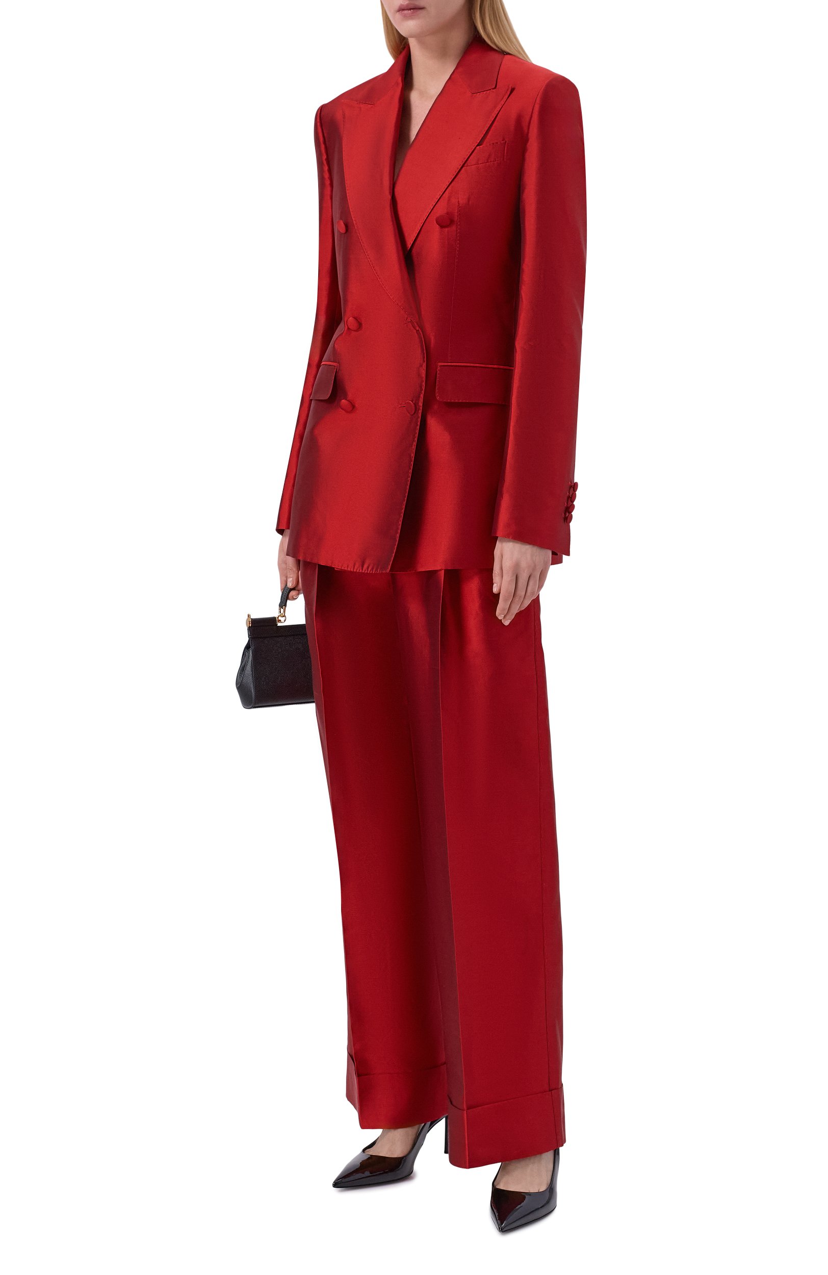 Атласный жакет DOLCE & GABBANA красного цвета по цене 459500 руб., арт. F29UUT/FU116, фото 2 Атласный жакет DOLCE & GABBANA, арт. F29UUT/FU116, фото 2