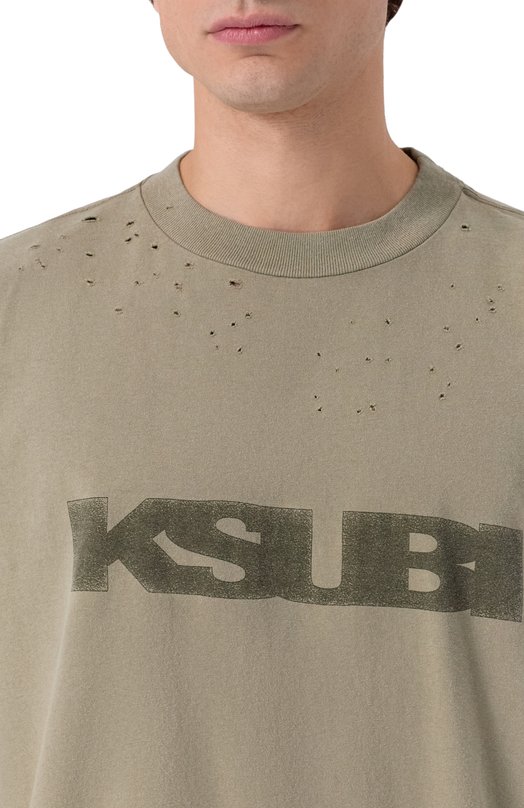 Хлопковая футболка Ksubi MPF25TE009 Хаки  MPF25TE009 Фото 5