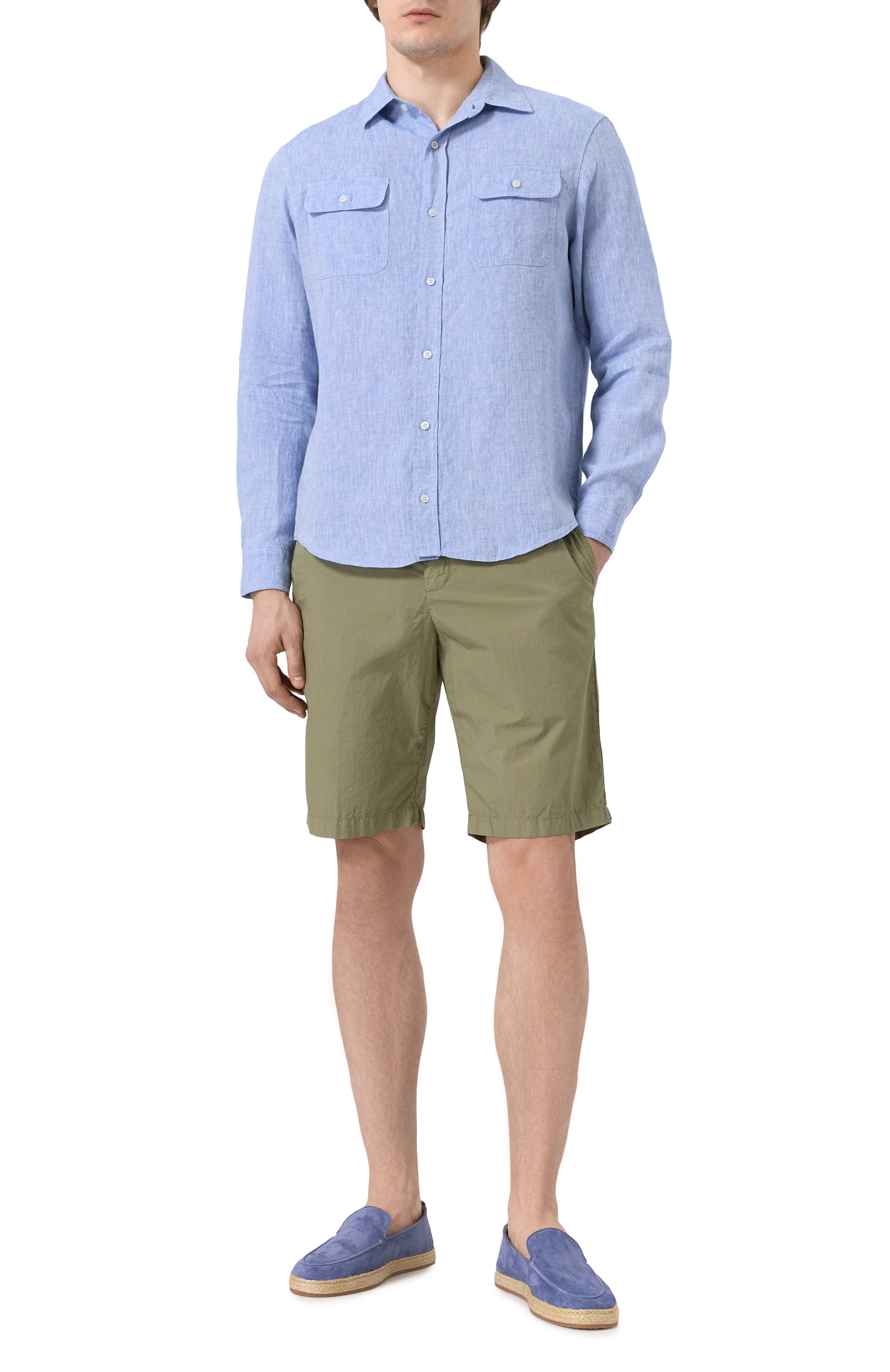 Льняная рубашка PAUL&SHARK голубого цвета по цене 46650 руб., арт. 25413252/L, фото 2 Льняная рубашка PAUL&SHARK, арт. 25413252/L, фото 2