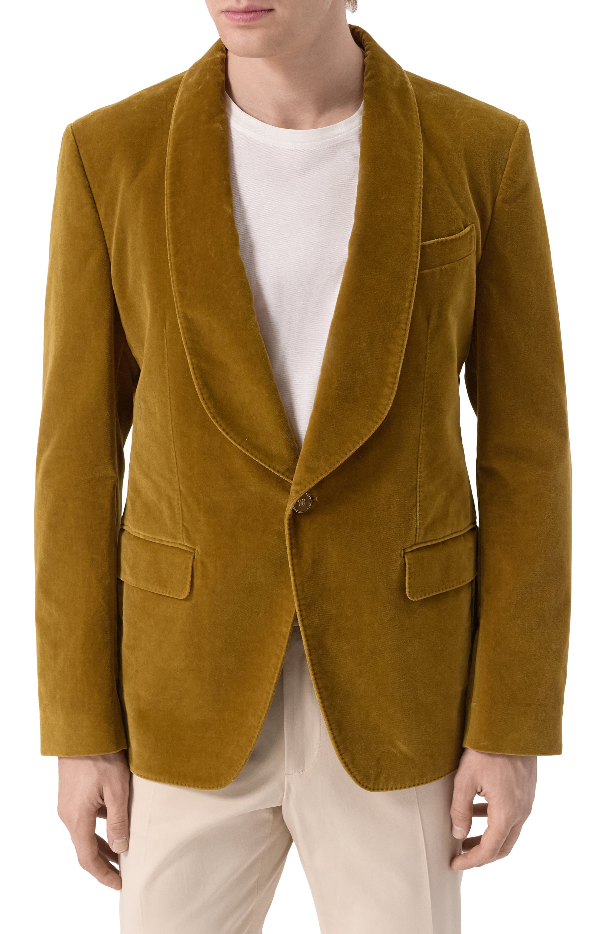 Бархатный пиджак DOLCE & GABBANA желтого цвета по цене 323000 руб., арт. G2U06T/FUWCU, фото 5 Бархатный пиджак DOLCE & GABBANA, арт. G2U06T/FUWCU, фото 5