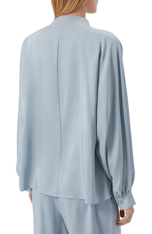 Шелковая блузка 12 STOREEZ 136070 Голубой  136070 Фото 4