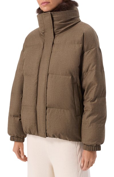 Пуховик из шерсти и шелка с отделкой из соболя YVES SALOMON, арт. 124WYV02766W02W, фото 3