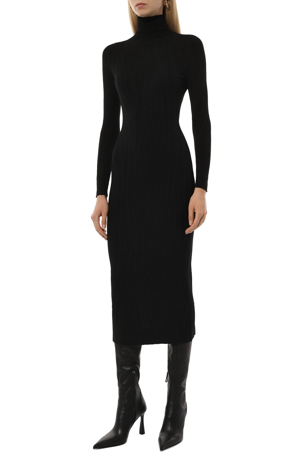 Шерстяное платье LORENA ANTONIAZZI черного цвета по цене 93300 руб., арт. I24119AM91A/2981, фото 3 Шерстяное платье LORENA ANTONIAZZI, арт. I24119AM91A/2981, фото 3