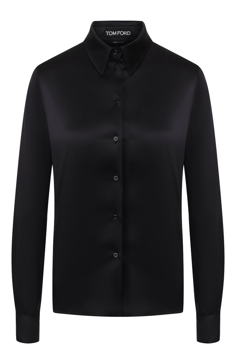 Женская шелковая рубашка TOM FORD черного цвета, арт. CA3100-FAX334 | Фото 1 (Рукава: Длинные; Материал внешний: Шелк; Длина (для топов): Стандартные; Принт: Без принта; Женское Кросс-КТ: Рубашка-одежда; Статус проверки: Проверена категория; Региональные ограничения белый список (Axapta Mercury): RU)