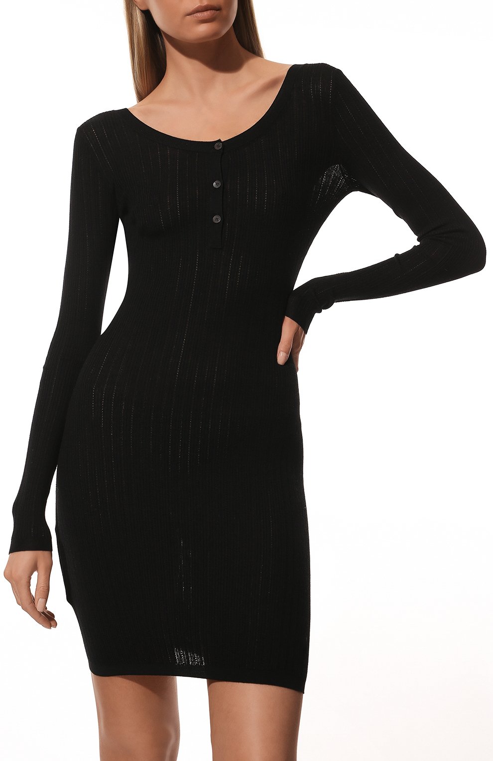 Шерстяное платье MIU MIU черного цвета по цене 155000 руб., арт. MMA732-TNR-F0002, фото 3 Шерстяное платье MIU MIU, арт. MMA732-TNR-F0002, фото 3