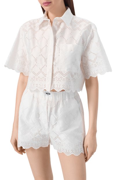 Хлопковая рубашка MSGM белого цвета по цене 38850 руб., арт. 4041MDE16/267122, фото 3 Хлопковая рубашка MSGM, арт. 4041MDE16/267122, фото 3