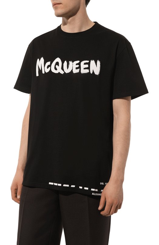 Хлопковая футболка Alexander McQueen 622104 QTZ57 Чёрный  622104 QTZ57 Фото 3